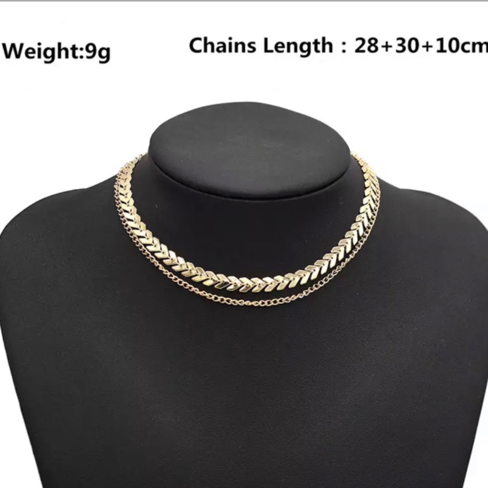 3/$30 Gold Fishbone & Chain Choker - Picture 7 of 8
